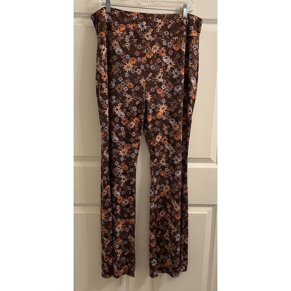 Derek Heart Flared Leggings Womens Size 2X Multicolor Daisy Y2K Hippie
